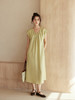 HeyDress法式亚麻连衣裙女夏季U领宽松收腰设计气质度假绿色裙子 商品缩略图0