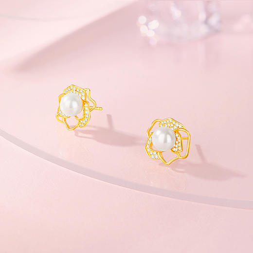 周六福花型S925淡水珍珠耳饰ZLFX091944★ 商品图6