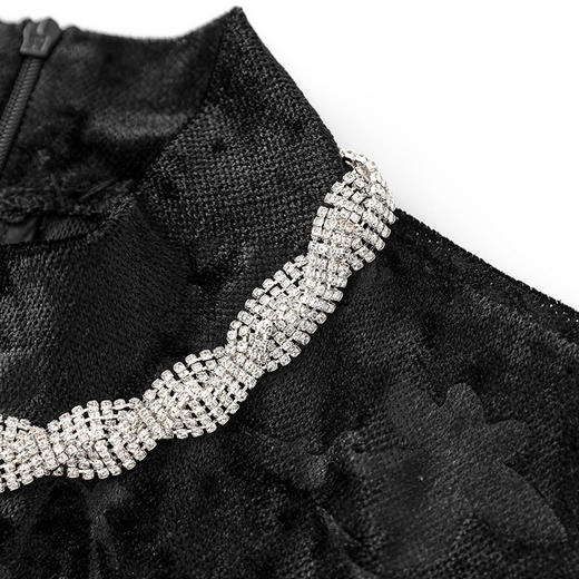 【高货wl】全新升级【铂金会员237/天猫289/差价52】(95805)洛诗琳时尚名媛气质重工暗纹银钻提花上衣高弹雅致T恤女 商品图6