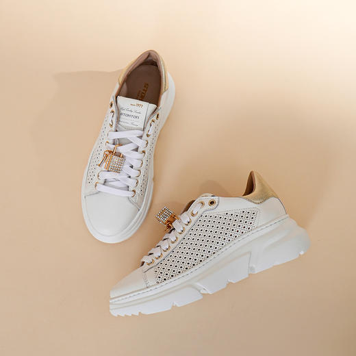 豪麟名鞋STOKTON女鞋时尚休闲鞋牛皮革893-D白色 商品图1