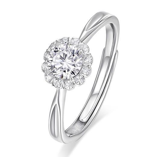 卡蒂罗/KADER 璀璨之约情侣对戒 精致手捧花造型满镶钻石闪耀吸睛开口可调节 求婚告白礼盒款氛围感配饰 925银 商品图3