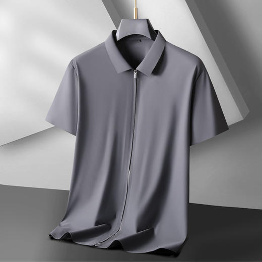 【无痕】【DK】大依优型大码拉链开衫短袖衬衫POLO衫加肥加大半袖体恤夏季款肥佬宽松商务休闲百搭上衣男士胖子 商品图7
