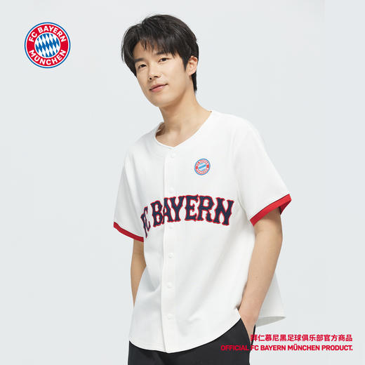 【官方正版】拜仁慕尼黑足球俱乐部丨春夏复古宽松男字母短袖开衫外套 商品图2