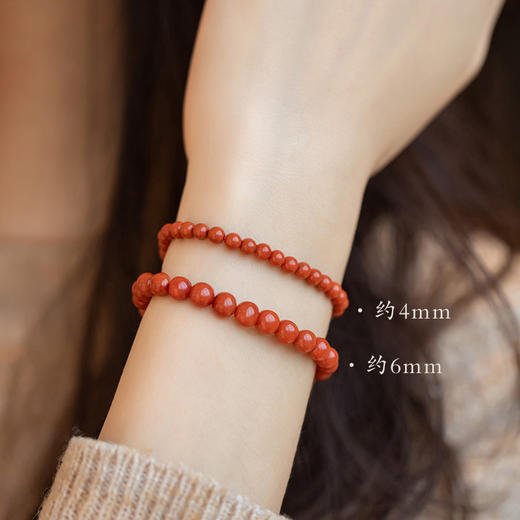 吉祥南红～天然凉山南红玛瑙手串小米珠单圈转运男女款极细柿子红节日手链 商品图1