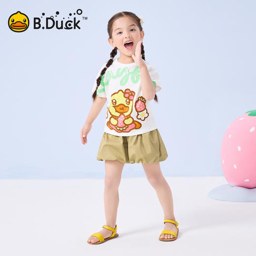 bduck小黄鸭童装夏季女童短裤花苞灯笼裤儿童纯棉裤子休闲裤105-140 FF2659901 商品图1