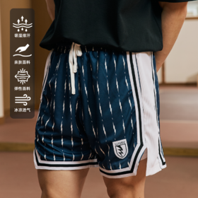LUSHISI闪棂主题运动短裤双面网孔撞色拼接美式街头休闲潮篮球裤