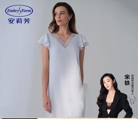 【3F】安莉芳新品莱赛尔夏季v领短袖短裙女士带杯性感家居裙EL00847