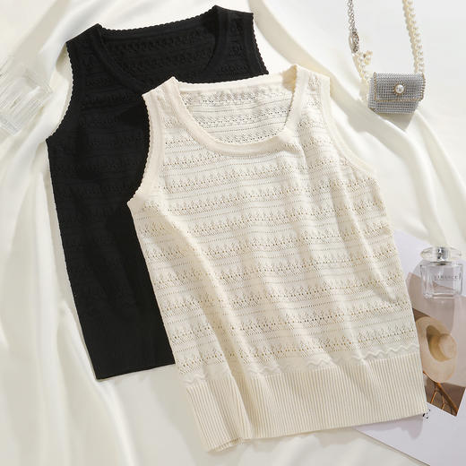 C2-镂空针织衫吊带马甲背心女西装内搭外穿无袖宽松显瘦打底上衣女  柔风舒梦 商品图8