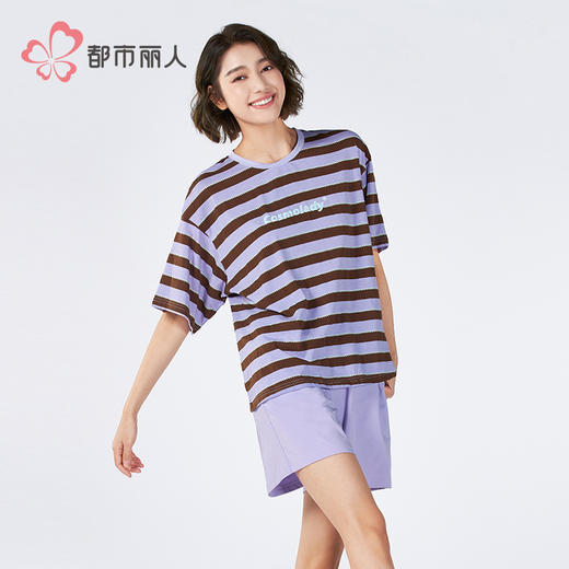 都市丽人亲情蜜语女士棉质短袖套装薄32支纯棉单面短袖类LHH9A6 商品图2