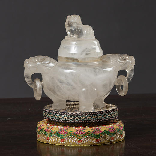 清 水晶活环兽耳三足香炉 商品图0