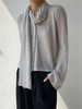 ZAANLI｜ZN10016-2 薄灰色 轻薄羊驼毛围巾宽袖针织上衣 商品缩略图3