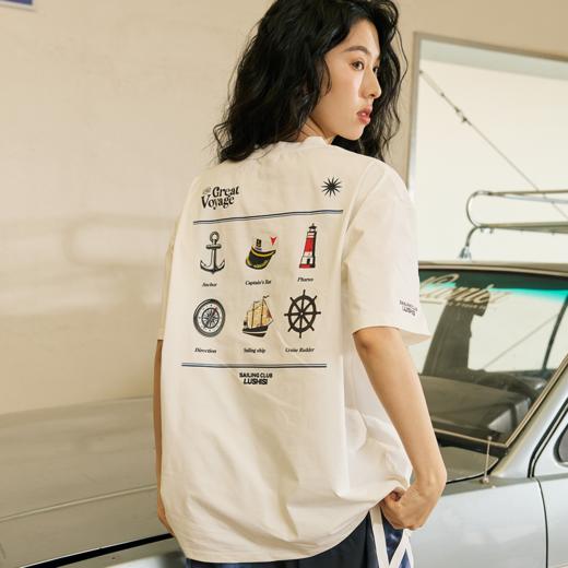 LUSHISI航海徽章主题美式复古街头速干篮球短袖经典logo潮情侣t恤 商品图4