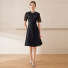 EITIE爱特爱飞飞袖优雅气质收腰轻奢黑色连衣裙夏季新款B2507620 商品缩略图3