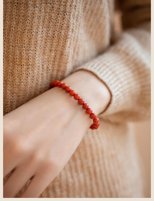 吉祥南红～天然凉山南红玛瑙手串小米珠单圈转运男女款极细柿子红节日手链 商品图6