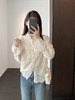 法式重工刺绣上衣V领蕾丝花边小衫长袖开衫喇叭袖白色衬衣女春夏 商品缩略图4