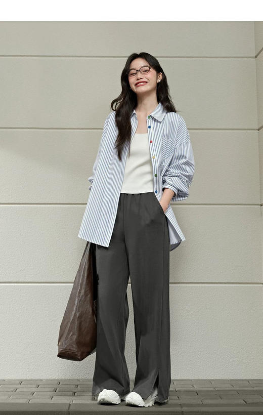 极度舒适！裤王😎口碑爆款裤型！一条拯救全腿型❗️今年的升级新款【URZA&TAFR窄版开叉阔腿直筒卫裤】裤腰松紧抽绳设计，不勒肚肚0束缚！✅裤脚开衩设计，时髦不单调！超级无敌长腿神裤！微阔藏肉版型！ 商品图12