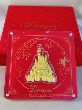 【现货】足金999黄金城堡金片摆件礼盒装送女友【金重约1g】【一物一证书】