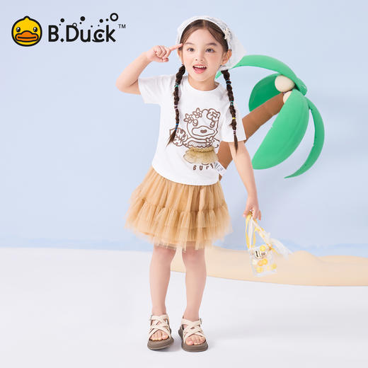 bduck小黄鸭童装夏季儿童短袖T恤女童夏装宝宝纯棉上衣小童t90-130 FF2601082 商品图1