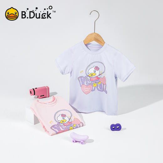 bduck小黄鸭童装夏季女童短袖T恤防晒上衣儿童半袖中小童夏装110-160 FF2601955 商品图0