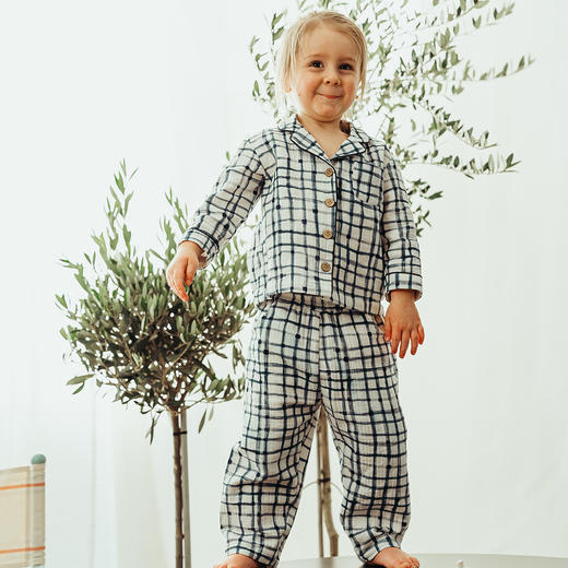 【云优选】lelejove北欧风儿童清新格纹衬衫25春夏宝宝长袖衬衫长裤短裤 商品图1