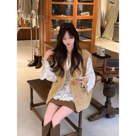 金蘑菇菇【奢雅典范】设计师高定精致香香风流苏边加厚秋冬马甲外套女