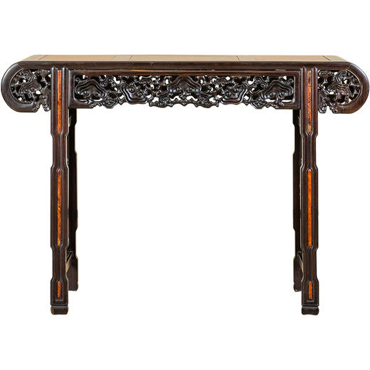 二十世纪 红木三镶瘿木透雕灵芝纹琴桌 商品图5