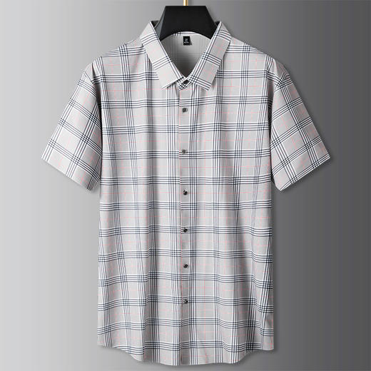 【弹力】【DPS】大依优型大码短袖衬衫加肥加大码弹力格子半袖衬衣男夏季新款肥佬宽松休闲速干上衣 商品图1