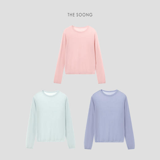 THESOONG"四季钟情"100%美丽诺羊毛呼吸感圆领长袖上衣HWTX6638 商品图0