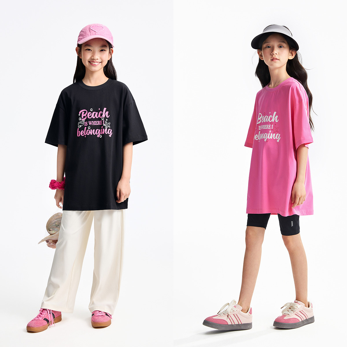 【宽松随性百搭T】女童圆领短袖针织衫夏季新款安奈儿童装小程序专享EG521151