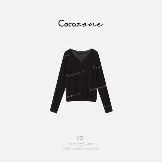 COCO ZONE 刘一一25纯色显瘦V领单排扣针织开衫ACD2A0545 商品图3