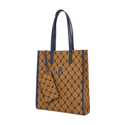 【品牌授权】扫码验证 韩国MLB 钻石老花托特包-黑色 灰色 米黄色 深米色  女新款老花满印休闲时尚运动背包 3AORM012N 商品图5