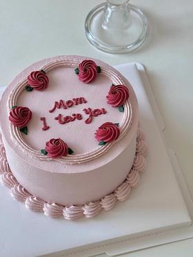 淡紫色妈妈爱你蛋糕（蛋糕上的字需要修改请备注）