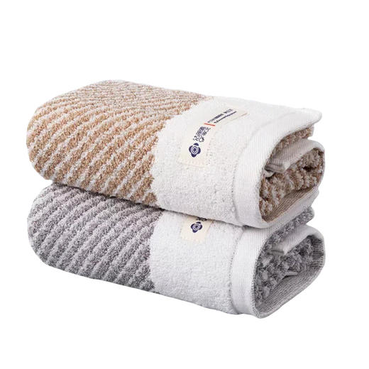 洁丽雅A类纯棉毛巾二条装 W2628 棕色+灰色 商品图0