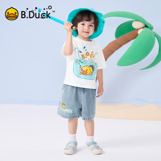 bduck小黄鸭童装夏季男童短袖T恤宝宝上衣夏季儿童纯棉衣服薄90-130 BF2601011 商品图1