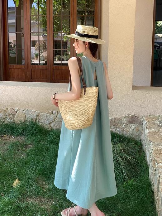 法式气质无袖连衣裙 | 温柔露背背心裙 垂坠感海边度假风沙滩长裙 商品图4