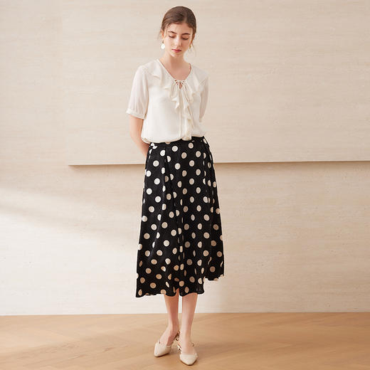 EITIE爱特爱温柔法式系带荷叶边短袖衫宽松显瘦2025夏季新款B2513602 商品图3