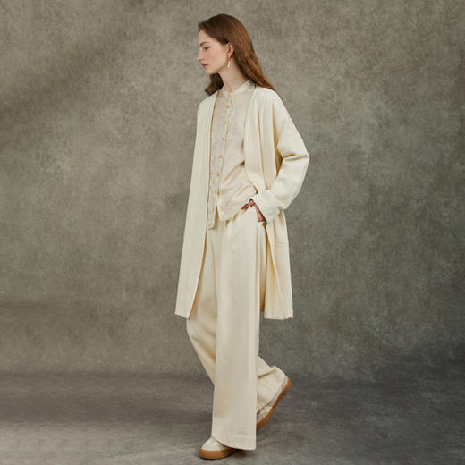 Famecoco范可儿原创文艺设计感无领设计文艺直筒宽松外套春款FAC6AB001 商品图2