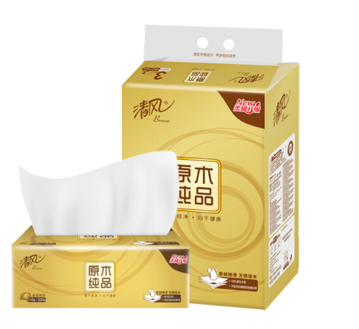 清风金装抽纸 3层 110抽一提四包