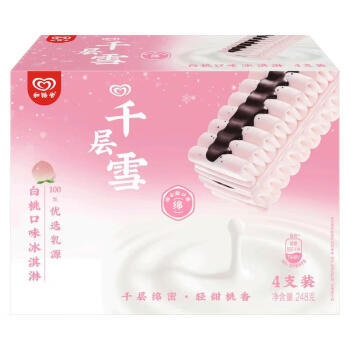 千层雪雪棒白桃味冰淇淋 雪糕 冰激凌62g*4支 商品图0