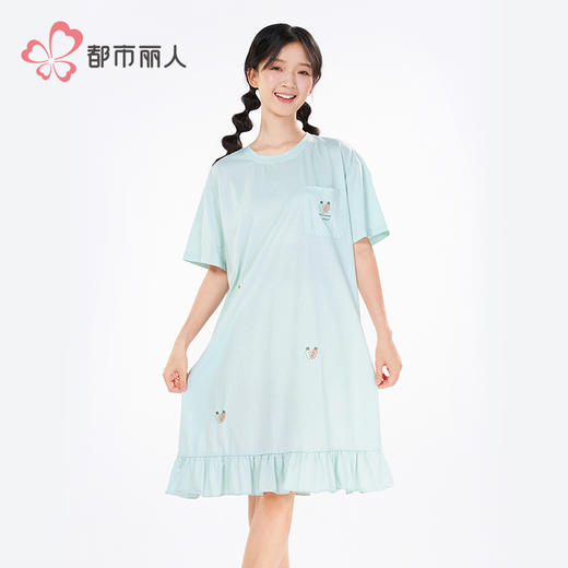 都市丽人生活家居女士棉质短袖裙薄32支CVC单面短袖类LHH6C5 商品图1