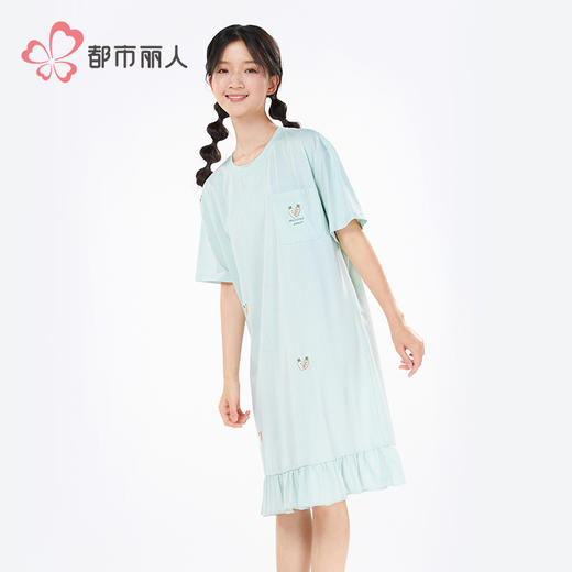 都市丽人生活家居女士棉质短袖裙薄32支CVC单面短袖类LHH6C5 商品图2