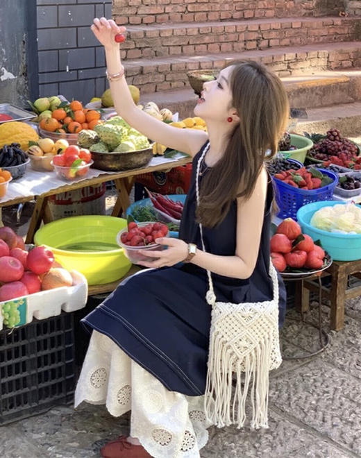 【GZ】无忧购韩版设计感明线蕾丝拼接假两件a字连衣裙8913-55（预售7-15天发货) 商品图5