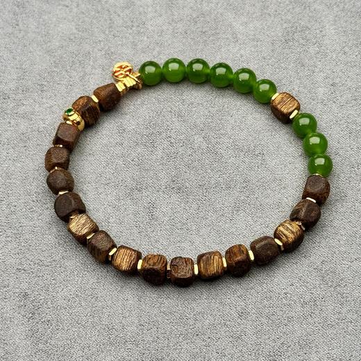 半山半水～天然方糖沉香碧玉手串手链女 925银镀金多宝首饰证书 商品图3