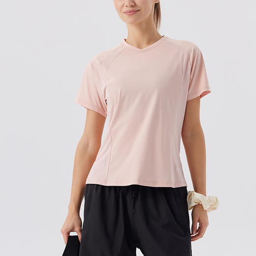 跃牌【跃LEAP-ACTIVE】 圆领速干运动短袖女防晒修身显瘦跑步网纱拼接健身上衣R51215 商品图3