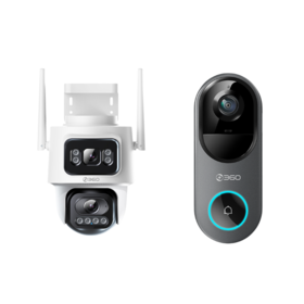 【套装】360户外球机5C双摄3K+可视门铃6哨兵版