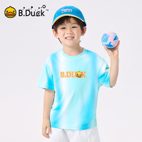 【冰感】bduck小黄鸭童装夏季男童t恤短袖夏装儿童上衣凉感渐变衣服薄105-150 BF2601052