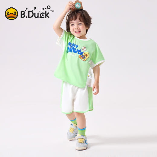 【套装】bduck小黄鸭童装夏季男童短袖T恤宝宝短裤套装纯棉夏款两件套90-130 BF2681001 商品图1