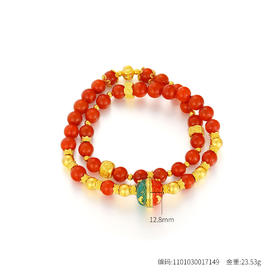 【古法文玩】红气养人，吉言皆得所愿南红鎏彩多圈珠串手链，金重约23.53g，克重计价多退少补（Y.）【预售】【金价请咨询客服，克重计价都包含工费【每日金价请咨询客服】