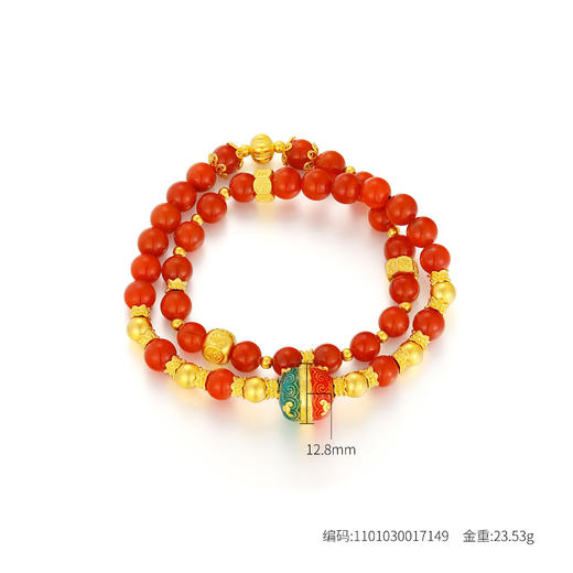 【古法文玩】红气养人，吉言皆得所愿南红鎏彩多圈珠串手链，金重约23.53g，克重计价多退少补（Y.）【预售】【金价请咨询客服，克重计价都包含工费【每日金价请咨询客服】 商品图0