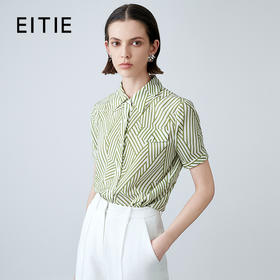 EITIE爱特爱夏季新款洋气职业干练显瘦印花衬衫上衣7809503